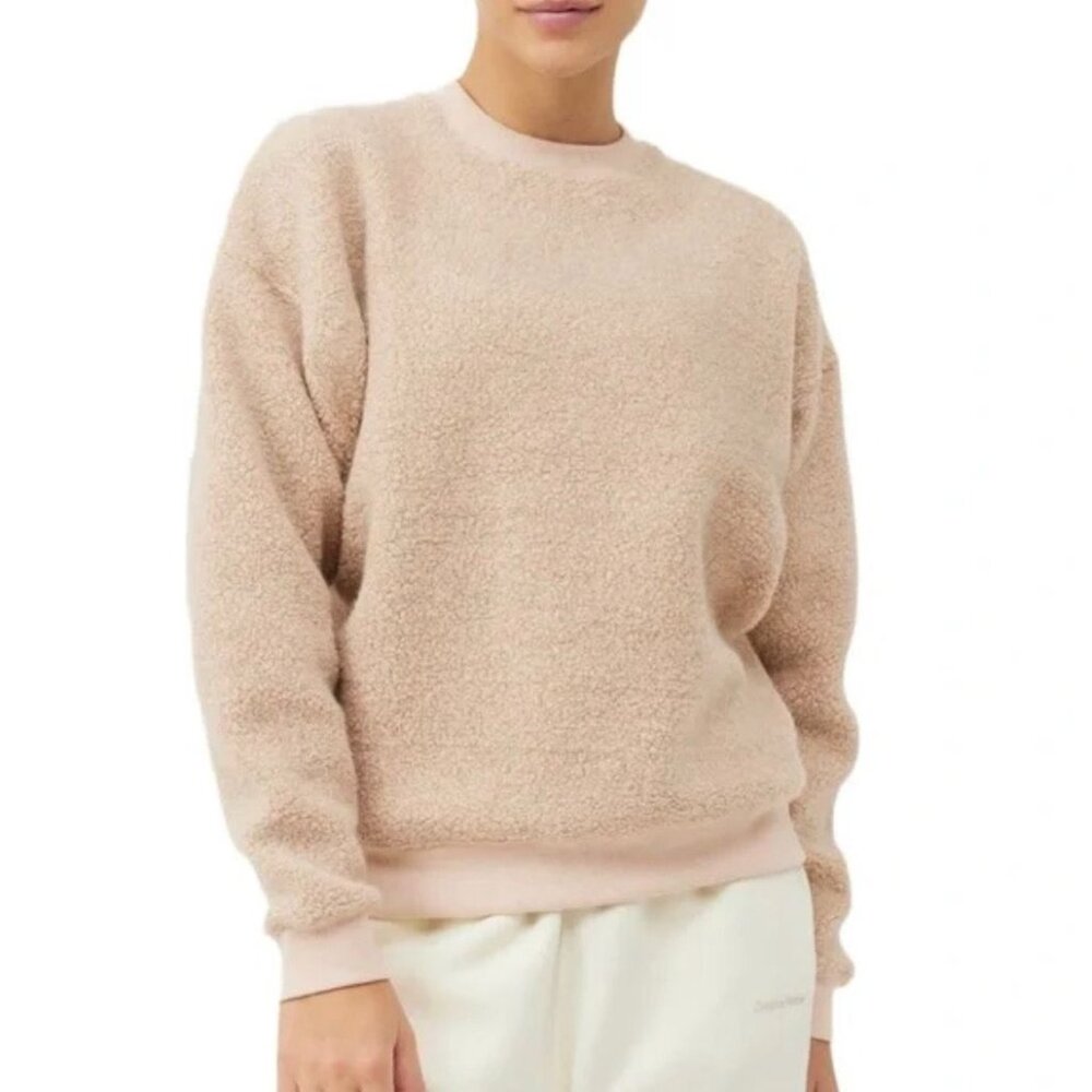 Outdoor Voices MegaFleece Crewneck Sweatshirt S Oatmeal Beige Sherpa Pullover